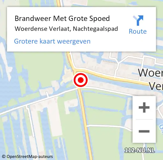 Locatie op kaart van de 112 melding: Brandweer Met Grote Spoed Naar Woerdense Verlaat, Nachtegaalspad op 22 oktober 2013 21:11