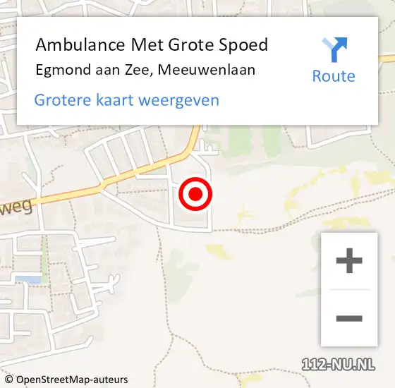 Locatie op kaart van de 112 melding: Ambulance Met Grote Spoed Naar Egmond aan Zee, Meeuwenlaan op 2 december 2014 01:41