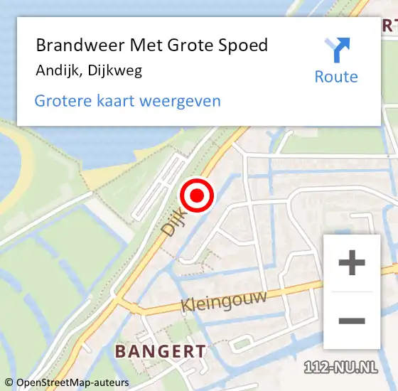 Locatie op kaart van de 112 melding: Brandweer Met Grote Spoed Naar Andijk, Dijkweg op 2 december 2014 02:19