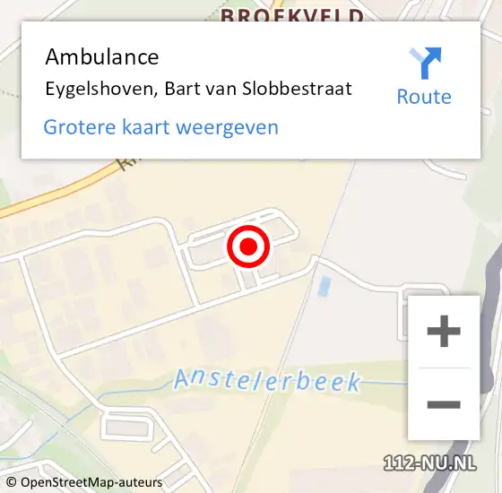 Locatie op kaart van de 112 melding: Ambulance Eygelshoven, Bart van Slobbestraat op 2 december 2014 02:44