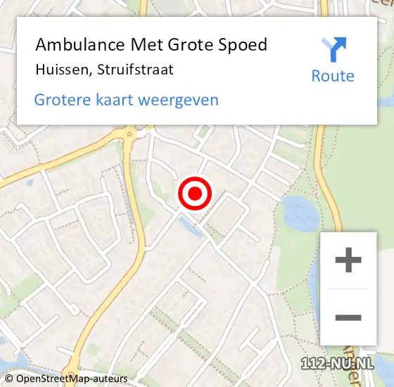 Locatie op kaart van de 112 melding: Ambulance Met Grote Spoed Naar Huissen, Struifstraat op 2 december 2014 05:29