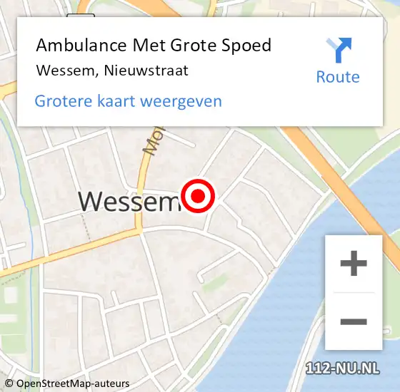 Locatie op kaart van de 112 melding: Ambulance Met Grote Spoed Naar Wessem, Nieuwstraat op 2 december 2014 05:45