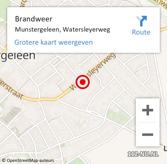 Locatie op kaart van de 112 melding: Brandweer Munstergeleen, Watersleyerweg op 2 december 2014 06:26