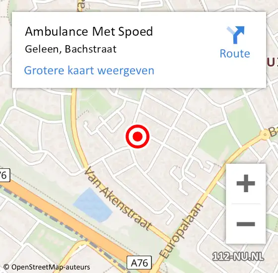 Locatie op kaart van de 112 melding: Ambulance Met Spoed Naar Geleen, Bachstraat op 2 december 2014 06:45