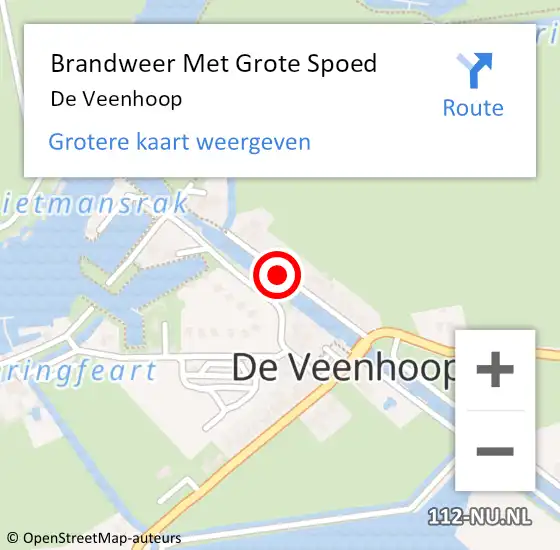 Locatie op kaart van de 112 melding: Brandweer Met Grote Spoed Naar De Veenhoop op 2 december 2014 07:41