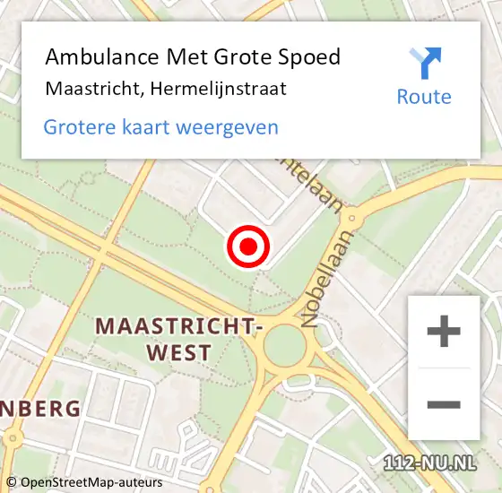 Locatie op kaart van de 112 melding: Ambulance Met Grote Spoed Naar Maastricht, Hermelijnstraat op 2 december 2014 07:41