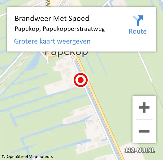 Locatie op kaart van de 112 melding: Brandweer Met Spoed Naar Papekop, Papekopperstraatweg op 2 december 2014 08:53