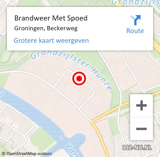 Locatie op kaart van de 112 melding: Brandweer Met Spoed Naar Groningen, Beckerweg op 2 december 2014 09:02