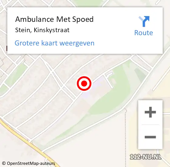 Locatie op kaart van de 112 melding: Ambulance Met Spoed Naar Stein, Kinskystraat op 2 december 2014 09:04