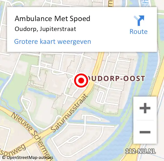 Locatie op kaart van de 112 melding: Ambulance Met Spoed Naar Oudorp, Jupiterstraat op 22 oktober 2013 21:30