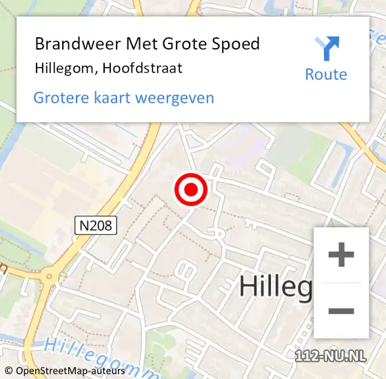 Locatie op kaart van de 112 melding: Brandweer Met Grote Spoed Naar Hillegom, Hoofdstraat op 2 december 2014 09:59