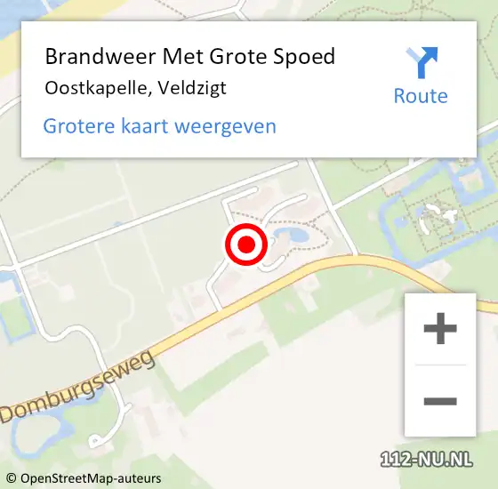 Locatie op kaart van de 112 melding: Brandweer Met Grote Spoed Naar Oostkapelle, Veldzigt op 2 december 2014 10:11