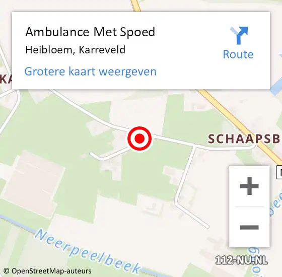 Locatie op kaart van de 112 melding: Ambulance Met Spoed Naar Heibloem, Karreveld op 2 december 2014 10:14