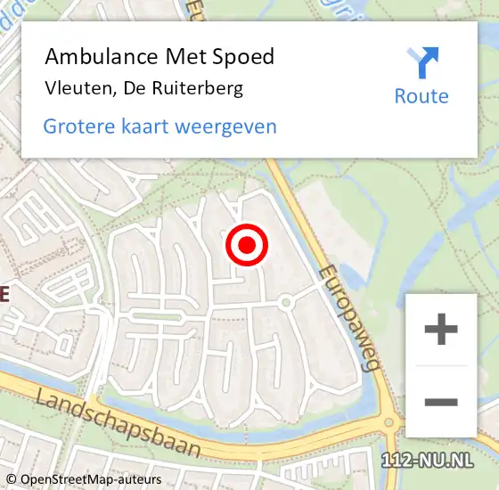 Locatie op kaart van de 112 melding: Ambulance Met Spoed Naar Vleuten, De Ruiterberg op 2 december 2014 11:25