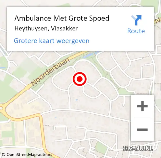 Locatie op kaart van de 112 melding: Ambulance Met Grote Spoed Naar Heythuysen, Vlasakker op 22 oktober 2013 22:00