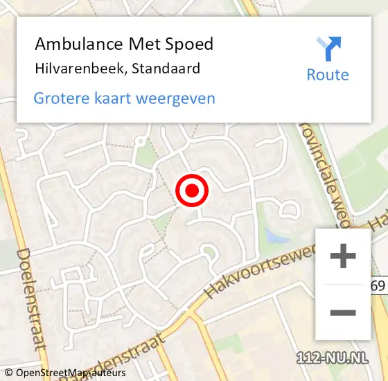 Locatie op kaart van de 112 melding: Ambulance Met Spoed Naar Hilvarenbeek, Standaard op 2 december 2014 12:19