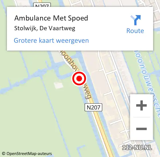 Locatie op kaart van de 112 melding: Ambulance Met Spoed Naar Stolwijk, De Vaartweg op 2 december 2014 12:20
