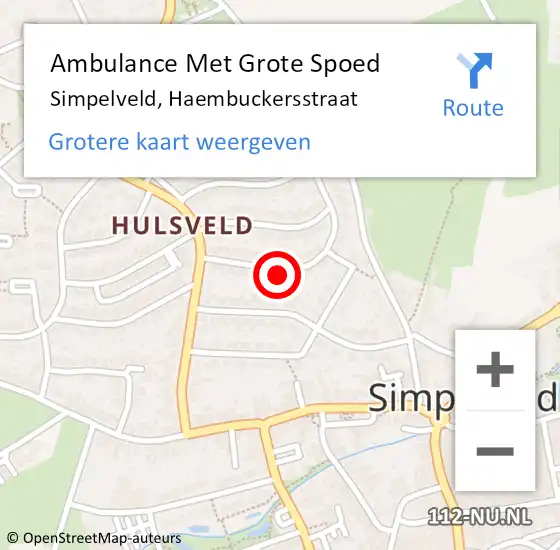 Locatie op kaart van de 112 melding: Ambulance Met Grote Spoed Naar Simpelveld, Haembuckersstraat op 2 december 2014 12:21