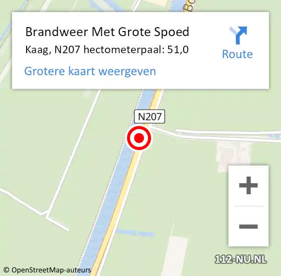 Locatie op kaart van de 112 melding: Brandweer Met Grote Spoed Naar Stolwijk, N207 hectometerpaal: 9,3 op 2 december 2014 12:22