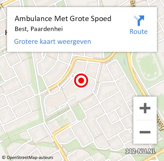 Locatie op kaart van de 112 melding: Ambulance Met Grote Spoed Naar Best, Paardenhei op 2 december 2014 12:35