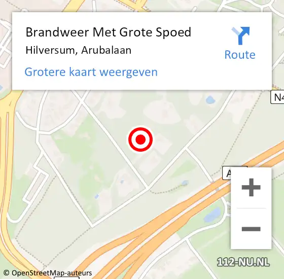 Locatie op kaart van de 112 melding: Brandweer Met Grote Spoed Naar Hilversum, Arubalaan op 2 december 2014 12:38