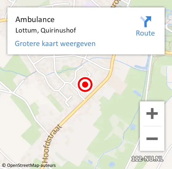 Locatie op kaart van de 112 melding: Ambulance Lottum, Quirinushof op 2 december 2014 13:04