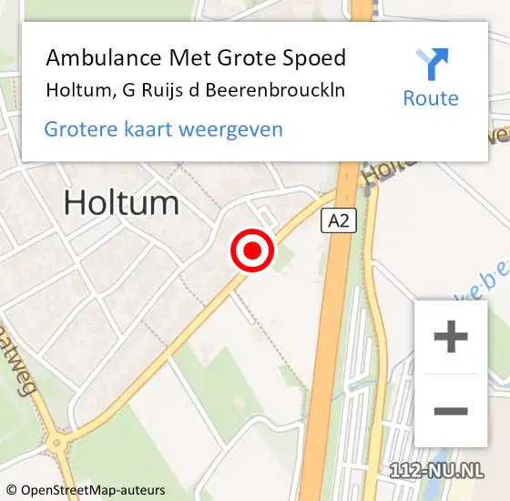 Locatie op kaart van de 112 melding: Ambulance Met Grote Spoed Naar Holtum, G Ruijs d Beerenbrouckln op 2 december 2014 13:19