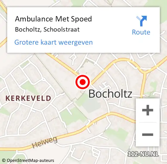 Locatie op kaart van de 112 melding: Ambulance Met Spoed Naar Bocholtz, Schoolstraat op 2 december 2014 13:53