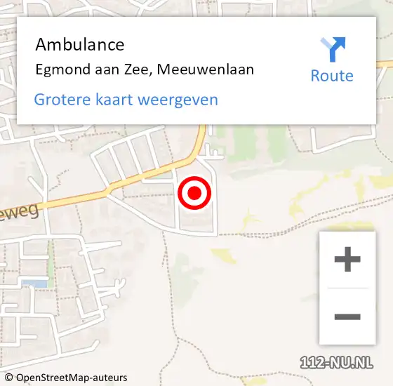 Locatie op kaart van de 112 melding: Ambulance Egmond aan Zee, Meeuwenlaan op 2 december 2014 14:17