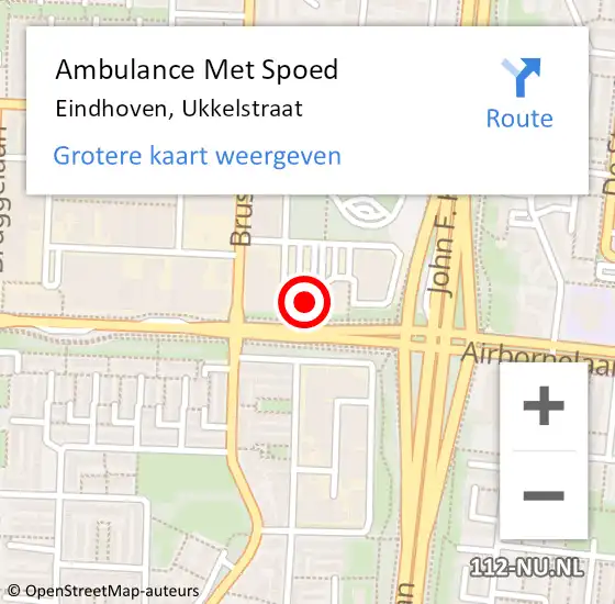 Locatie op kaart van de 112 melding: Ambulance Met Spoed Naar Eindhoven, Ukkelstraat op 2 december 2014 14:26