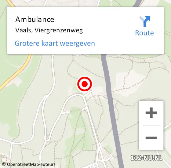 Locatie op kaart van de 112 melding: Ambulance Vaals, Viergrenzenweg op 2 december 2014 15:54