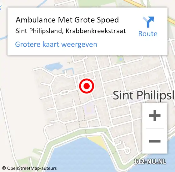 Locatie op kaart van de 112 melding: Ambulance Met Grote Spoed Naar Sint Philipsland, Krabbenkreekstraat op 22 oktober 2013 22:44