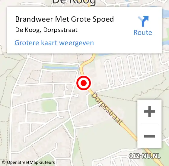 Locatie op kaart van de 112 melding: Brandweer Met Grote Spoed Naar De Koog, Dorpsstraat op 2 december 2014 16:16