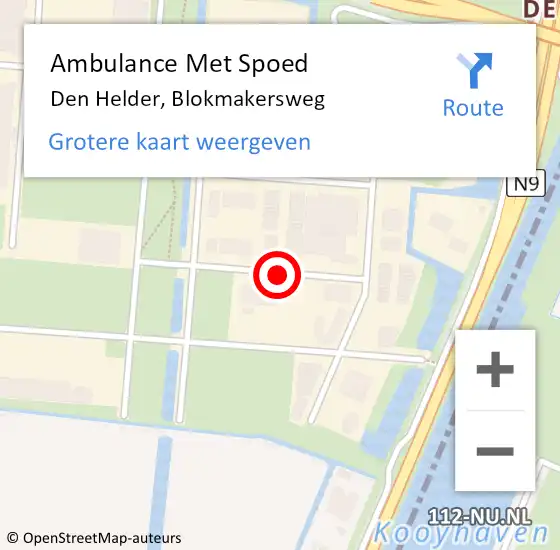 Locatie op kaart van de 112 melding: Ambulance Met Spoed Naar Den Helder, Blokmakersweg op 2 december 2014 16:39