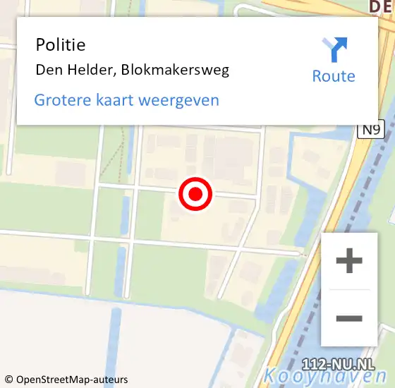 Locatie op kaart van de 112 melding: Politie Den Helder, Blokmakersweg op 2 december 2014 16:46