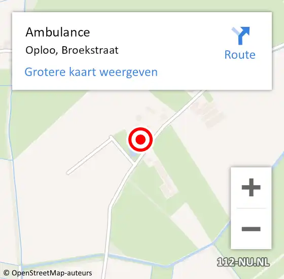 Locatie op kaart van de 112 melding: Ambulance Oploo, Broekstraat op 2 december 2014 17:07