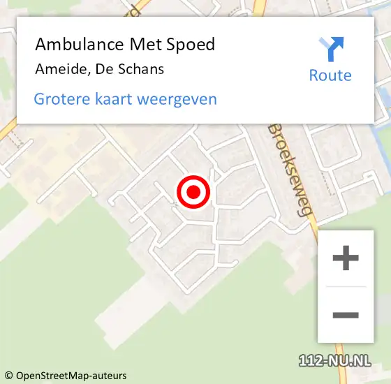 Locatie op kaart van de 112 melding: Ambulance Met Spoed Naar Ameide, De Schans op 2 december 2014 17:12