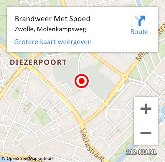 Locatie op kaart van de 112 melding: Brandweer Met Spoed Naar Zwolle, Molenkampsweg op 2 december 2014 17:14