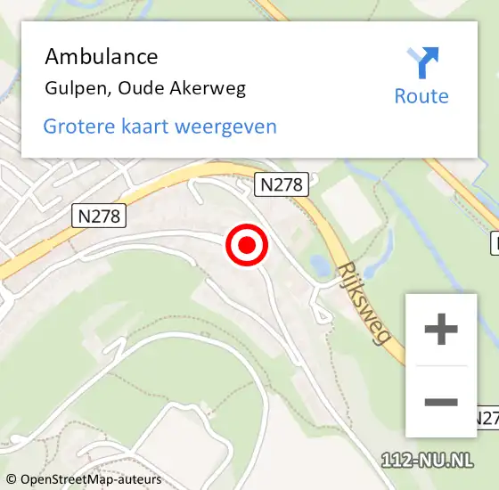 Locatie op kaart van de 112 melding: Ambulance Gulpen, Oude Akerweg op 2 december 2014 17:22