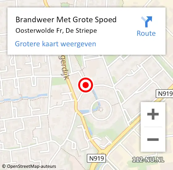 Locatie op kaart van de 112 melding: Brandweer Met Grote Spoed Naar Oosterwolde Fr, De Striepe op 2 december 2014 17:24