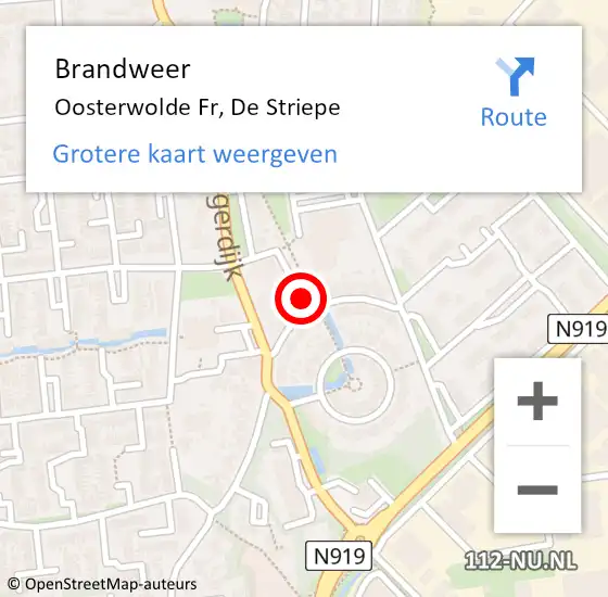 Locatie op kaart van de 112 melding: Brandweer Oosterwolde Fr, De Striepe op 2 december 2014 17:26