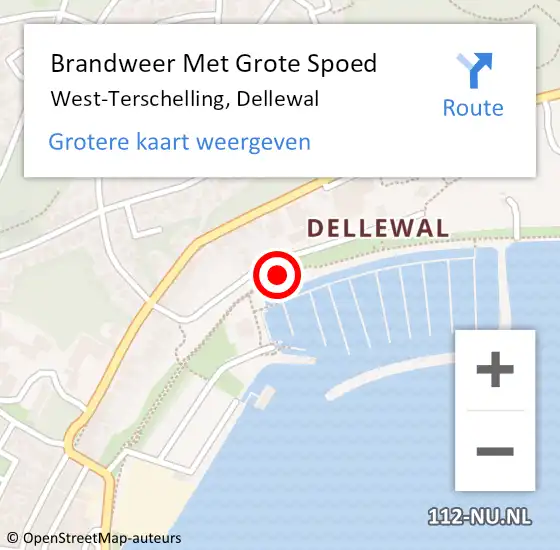 Locatie op kaart van de 112 melding: Brandweer Met Grote Spoed Naar West-Terschelling, Dellewal op 2 december 2014 17:29