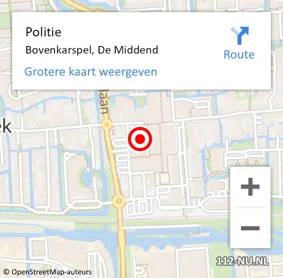 Locatie op kaart van de 112 melding: Politie Bovenkarspel, De Middend op 2 december 2014 18:03