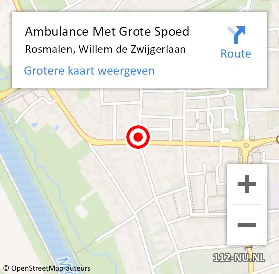 Locatie op kaart van de 112 melding: Ambulance Met Grote Spoed Naar Rosmalen, Willem De Zwijgerlaan op 2 december 2014 18:54