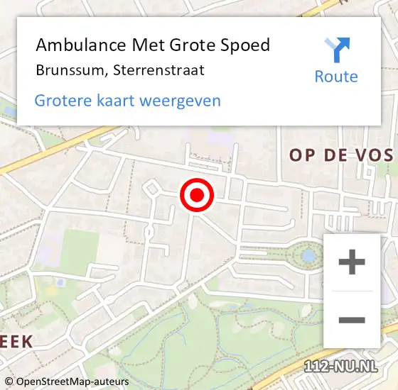 Locatie op kaart van de 112 melding: Ambulance Met Grote Spoed Naar Brunssum, Sterrenstraat op 2 december 2014 18:54