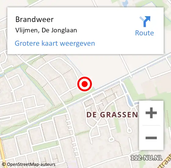 Locatie op kaart van de 112 melding: Brandweer Vlijmen, De Jonglaan op 2 december 2014 19:05