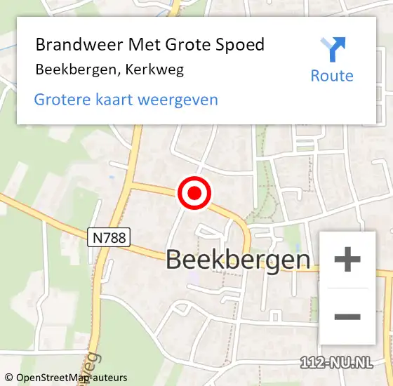 Locatie op kaart van de 112 melding: Brandweer Met Grote Spoed Naar Beekbergen, Kerkweg op 2 december 2014 19:08