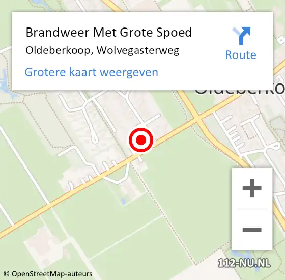 Locatie op kaart van de 112 melding: Brandweer Met Grote Spoed Naar Oldeberkoop, Wolvegasterweg op 2 december 2014 19:12