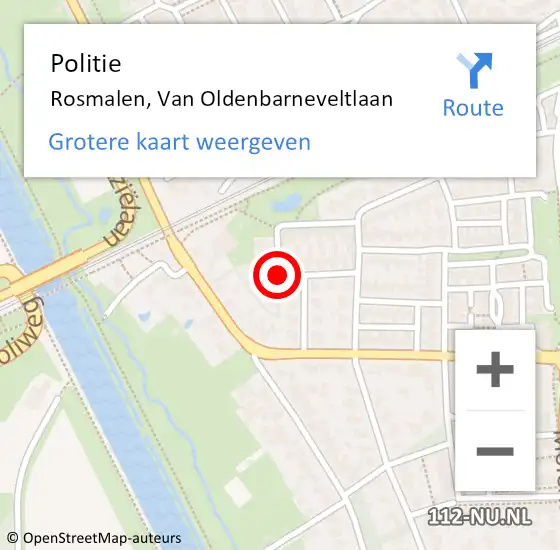 Locatie op kaart van de 112 melding: Politie Rosmalen, Van Oldenbarneveltlaan op 2 december 2014 19:36