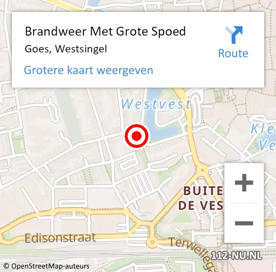 Locatie op kaart van de 112 melding: Brandweer Met Grote Spoed Naar Goes, Westsingel op 2 december 2014 19:39